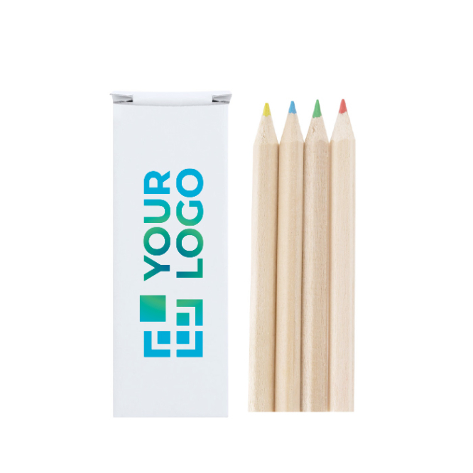 Box mit 4 sechseckigen Holzbleistiften in personalisierbarer Schachtel