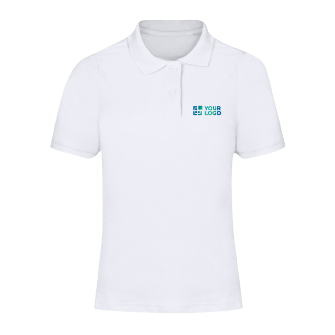 Damen Poloshirt kurzarm aus Baumwoll Piqué, weiß, 180 g/m²
