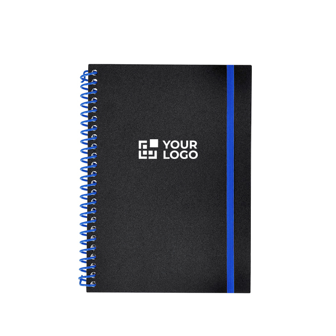 A5-Ringbuch mit farbigem Gummibandverschluss, linierte Seiten