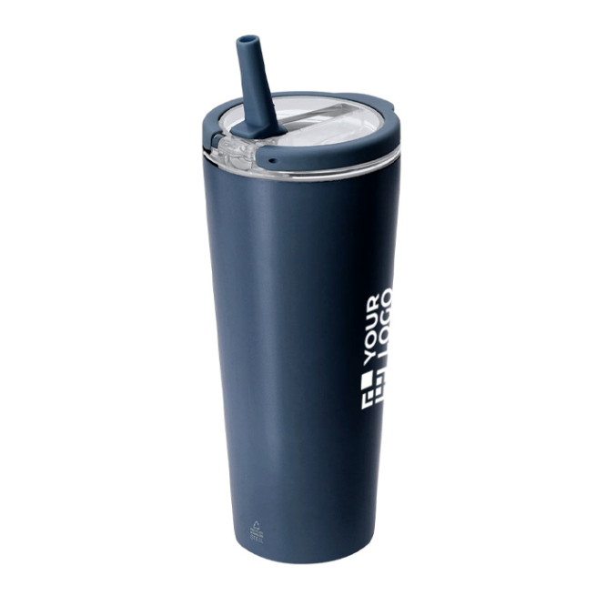 Thermobecher aus recyceltem Edelstahl mit Strohhalm 700 ml