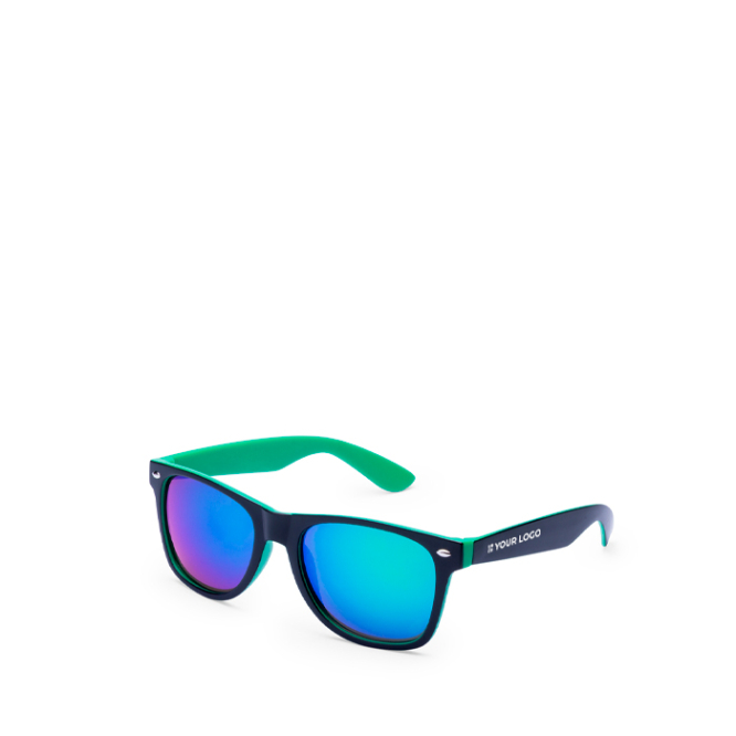 Sonnenbrille mit zweifarbigem Rahmen und verspiegelten Gläsern