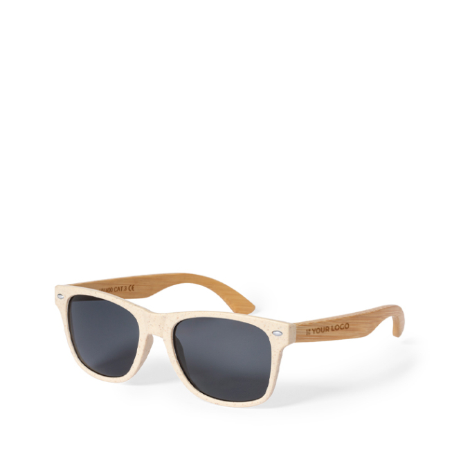 Sonnenbrille mit Bambusstäben und schwarzen UV400-Schutzgläsern