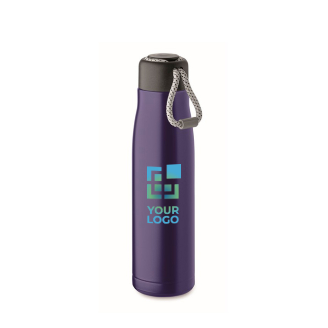 Auslaufsichere Edelstahlflasche mit Kordelgriff, 500 ml