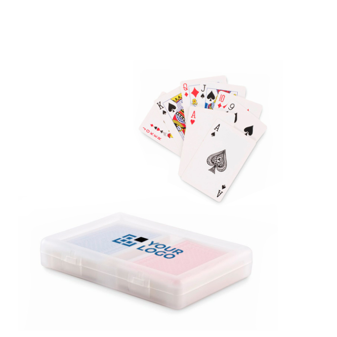 2er-Set mit je 54 Spielkarten in transparenter Hülle