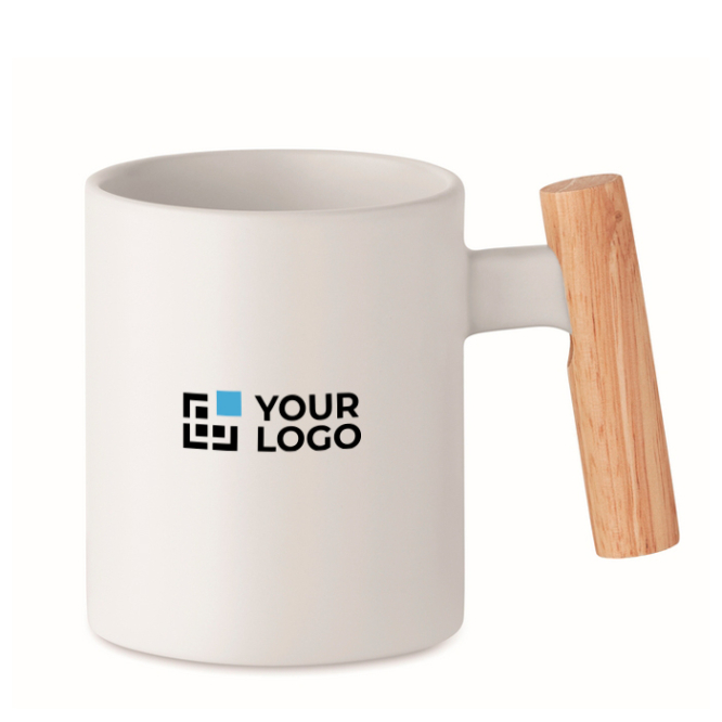 Tasse Keramik mit Holzhenkel gerade 320 ml