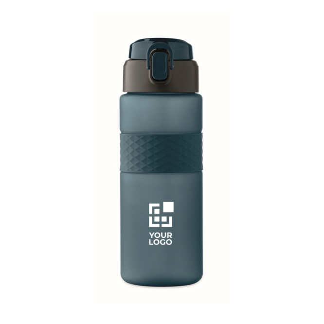RPET-Flasche mit Klappdeckel und Strohhalm 500 ml