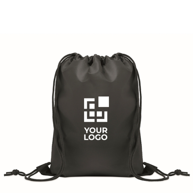 Kinder-Zuziehrucksack aus RPET-Polyester mit schwarzen Kordeln