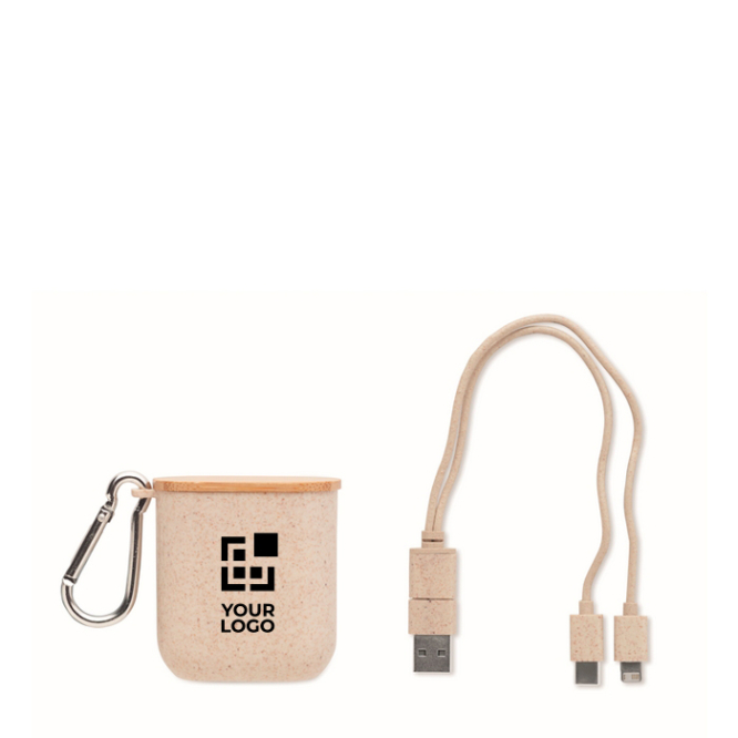 Kabelset im Etui mit Deckel, der als Handyhalter dient