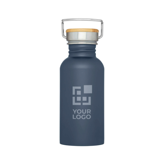Einwandige Edelstahlflasche mit Bambusdeckel 550 ml
