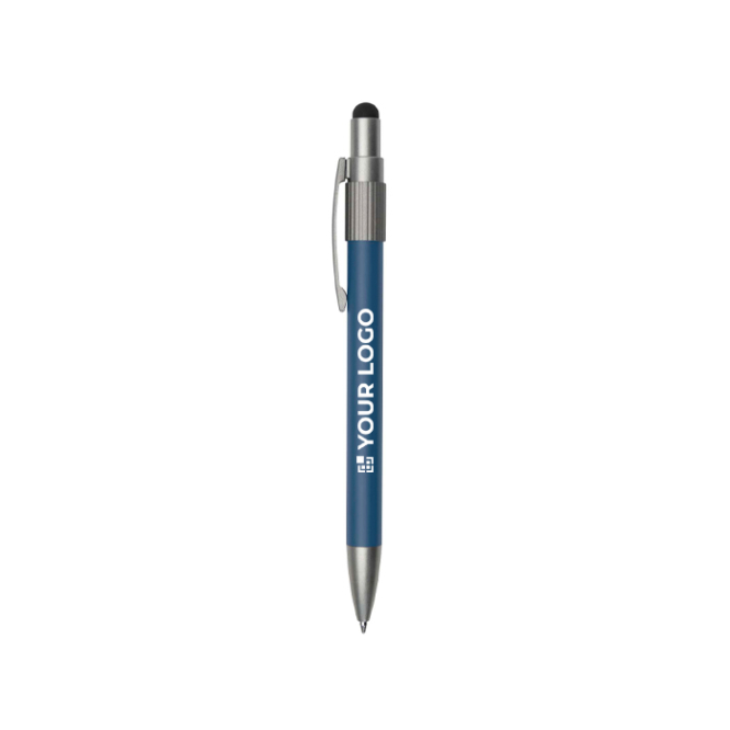 Kugelschreiber mit Touchpen Spitze und drehbarem Spinner mit blauer Tinte