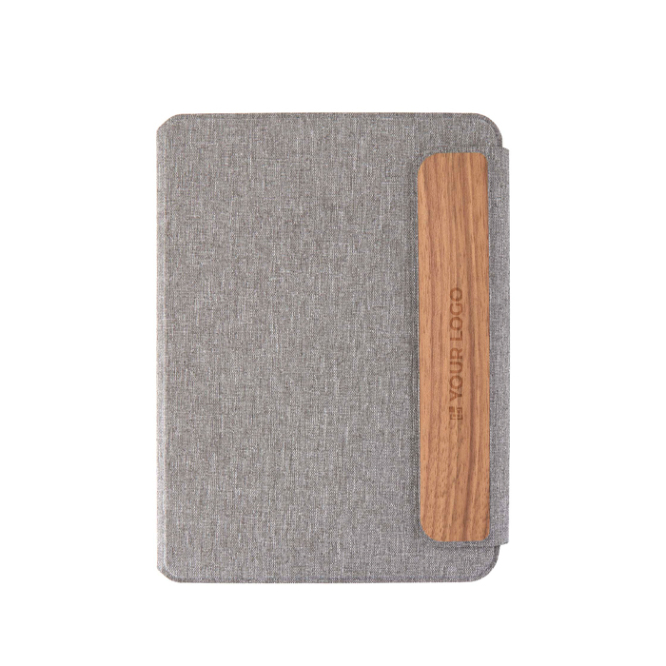 Nachhaltige Mappe mit Walnussholzverschluss A5, liniert