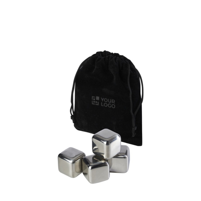 Set mit 4 wiederverwendbaren Eiswürfeln aus Edelstahl