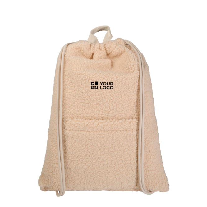 Turnbeutel aus recyceltem Sherpa mit Fronttasche 9 L