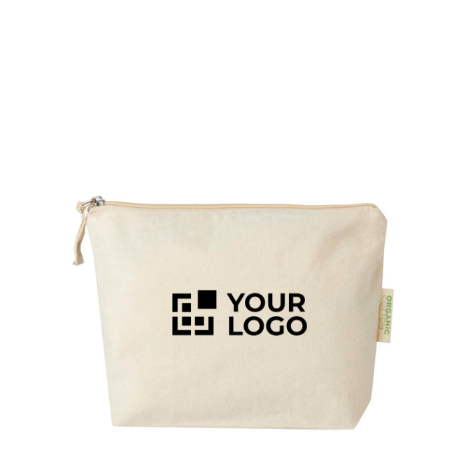 Kulturtasche aus Bio-Baumwolle mit Fach und Reißverschluss 1 L 180 g/m2