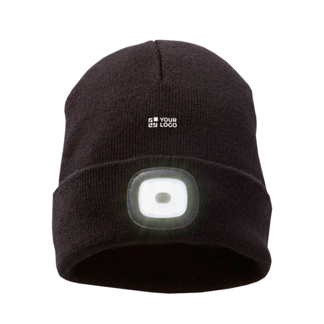 Rippenstrickmütze mit LED auf der Vorderseite 92 g/m2