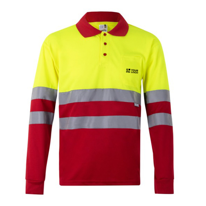 Langarm-Arbeits-Poloshirt mit Reflektoren, 160 g/m2 