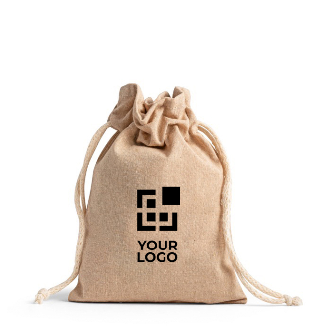 
Geschenkbeutel aus recycelter Baumwolle 140 g/m2 Ansicht mit Druckbereich
