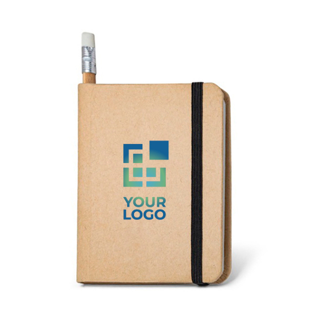 Kleiner Notizblock aus Karton mit Stift