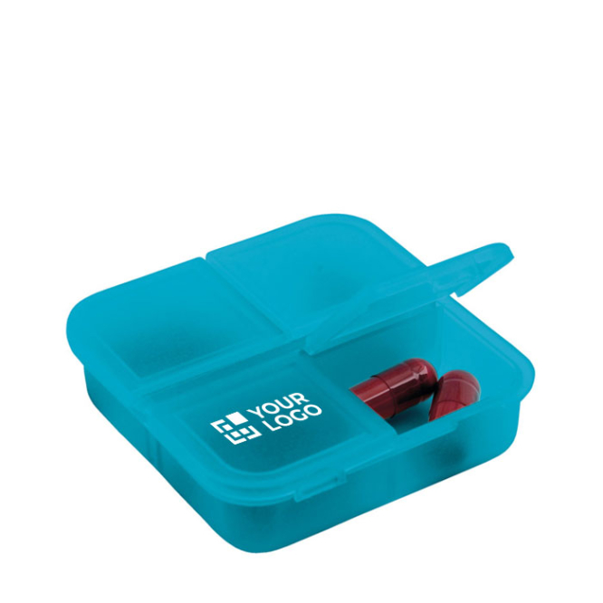 Farbige Pillendose mit Aufdruck Ansicht mit Druckbereich