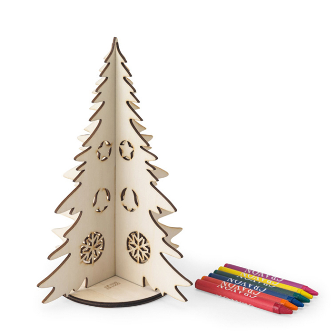 Klappbarer FSC™-Holz-Weihnachtsbaum zum Ausmalen