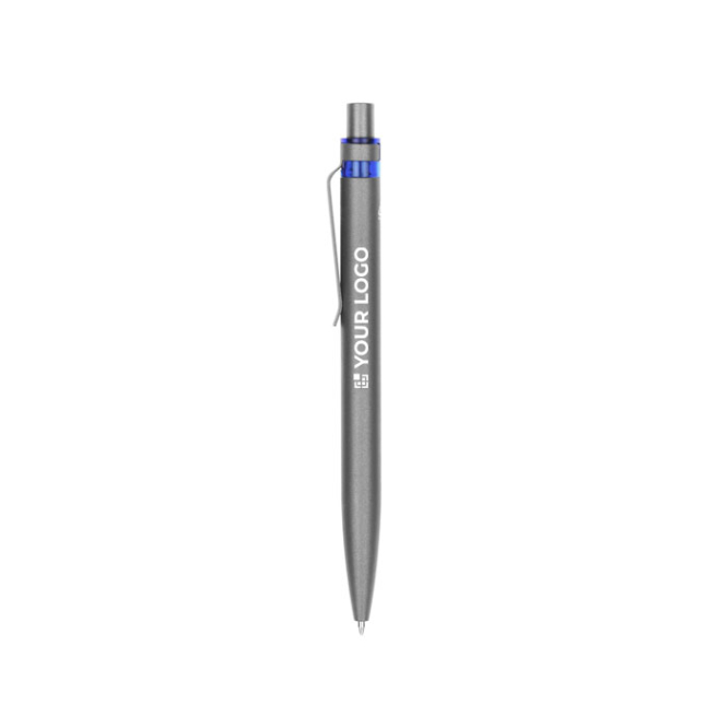 Kuli aus recyceltem Aluminium mit farbigem Detail, blaue Tinte Ansicht mit Druckbereich