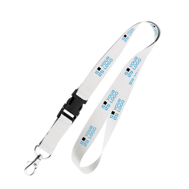 Polyester-Lanyard mit Metallkarabiner, 2 cm Ansicht mit Druckbereich