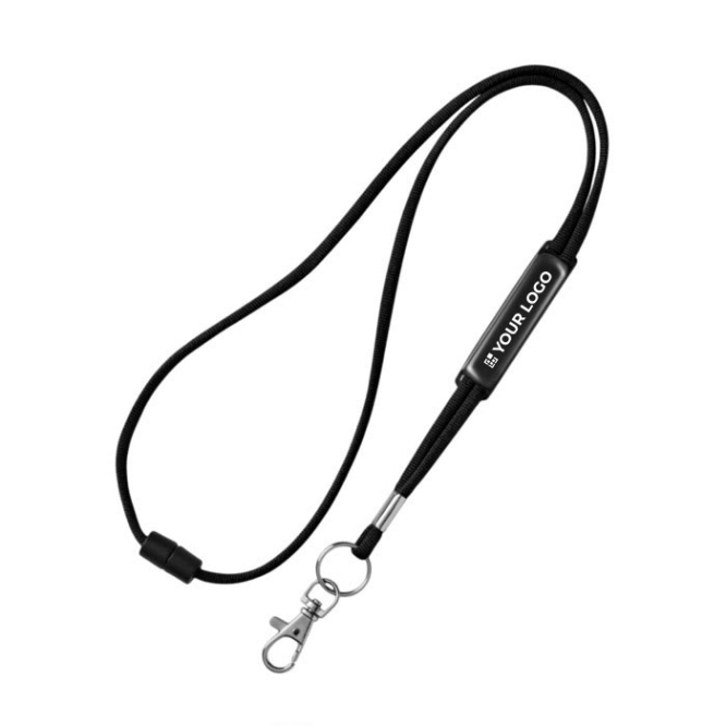 Lanyard aus Polyester mit Karabiner und Sicherheitsverschluss Ansicht mit Druckbereich