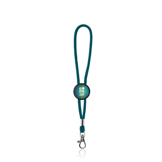 Schlüsselanhänger aus Polyester mit Karabiner bedrucken Ansicht mit Druckbereich