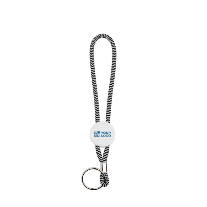 Verstellbarer Lanyard mit bedruckbarem Plastikteil und Schlüsselring Ansicht mit Druckbereich