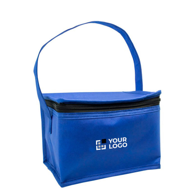 Klassische Kühltasche mit Platz für sechs Dosen, 80 g/m2 Ansicht mit Druckbereich