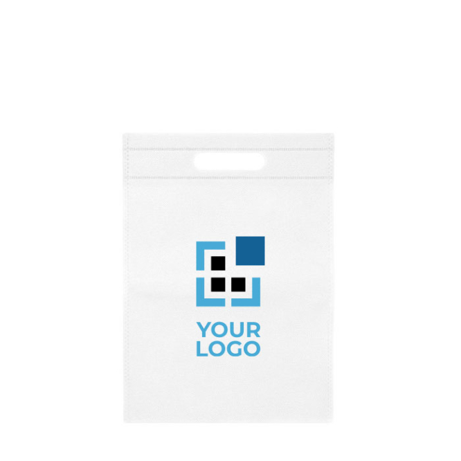 Kleine bunte Non-Woven-Tasche mit gestanztem Griff, 80 g/m2 Ansicht mit Druckbereich