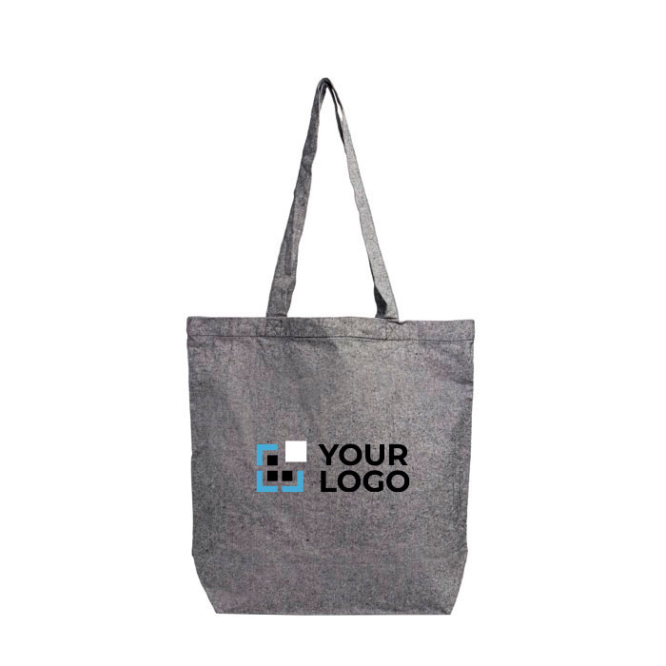 Faltbare recycelte Baumwolltasche mit Innentasche, 190 g/m2 Ansicht mit Druckbereich