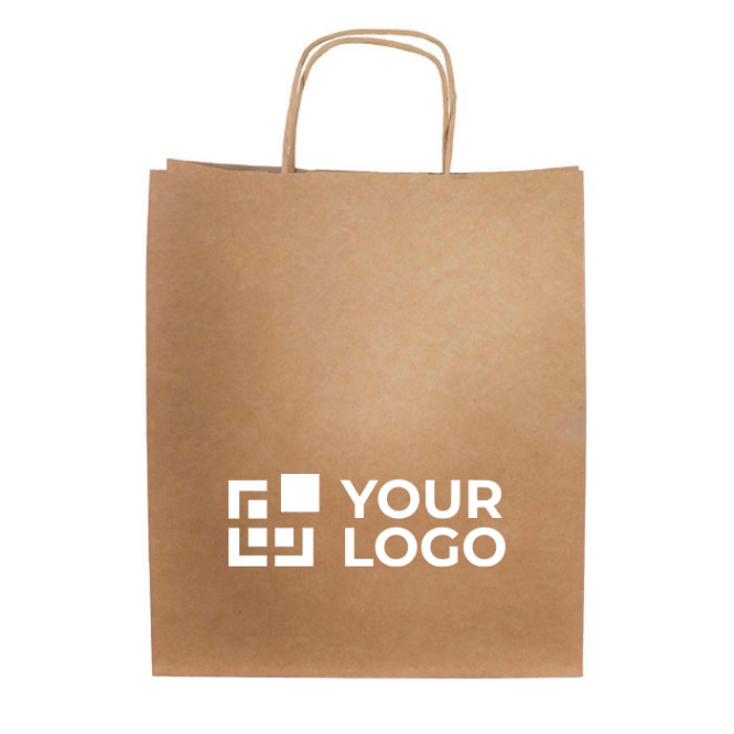 Robuste Kraftpapiertasche mit seitlicher Falte, 90 g/m2 Ansicht mit Druckbereich