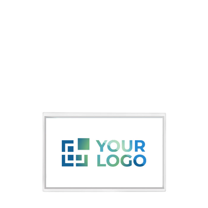 Transparentes Plastikschild mit hinterem Clip, 9 x 5,5 cm Ansicht mit Druckbereich