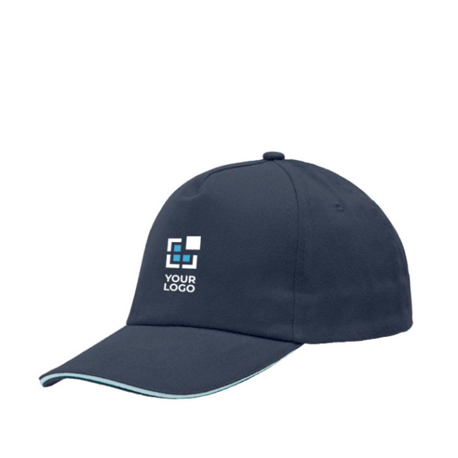 Cap aus gekämmter Baumwolle mit farbigem Schirmdetail, 255 g/m2 Ansicht mit Druckbereich