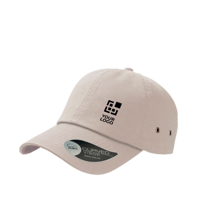 Baseballkappe aus Twill-Baumwolle mit Metallösen, 250 g/m2 Ansicht mit Druckbereich