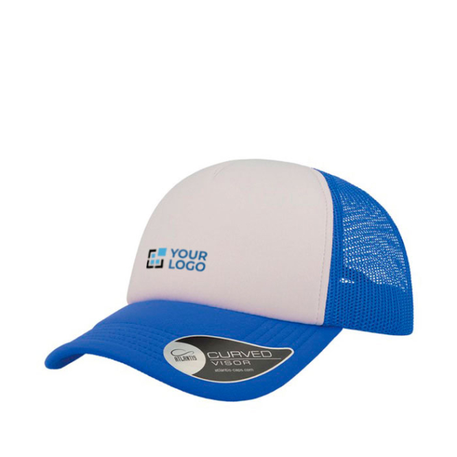 Cap aus Polyester mit gebogenem und gepolstertem Visier, 80 g/m2 Ansicht mit Druckbereich