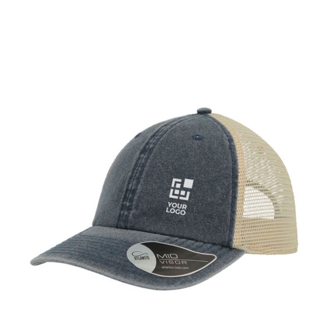 Vintage-Trucker-Cap aus Baumwolle mit Mesh-Rückseite, 250 g/m2 Ansicht mit Druckbereich