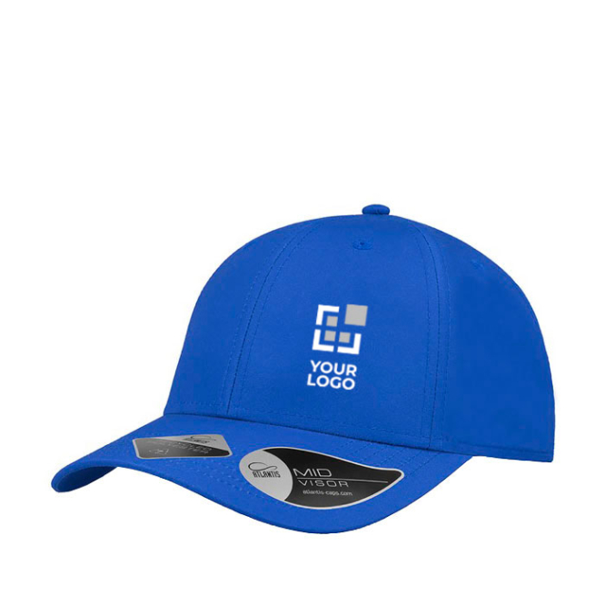 Basecap aus Plastikflaschen mit gebogenem Visier, 115 g/m2 Ansicht mit Druckbereich