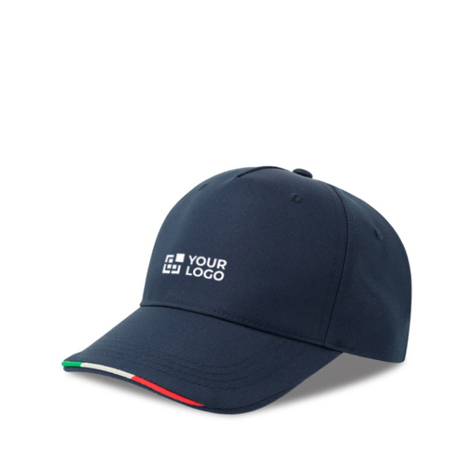 Baseballkappe mit italienischer Flagge im Schirm, 220 g/m2