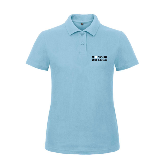 Kurzärmliges Damen-Poloshirt aus Piqué-Baumwolle, 180 g/m2, B&C Ansicht mit Druckbereich