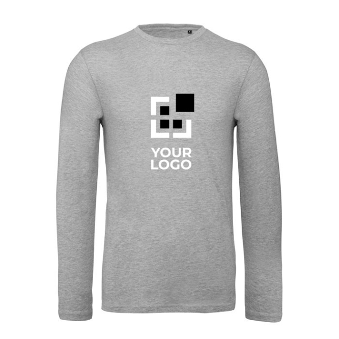 Langärmliges Herren-T-Shirt aus Bio-Baumwolle, B&C Ansicht mit Druckbereich