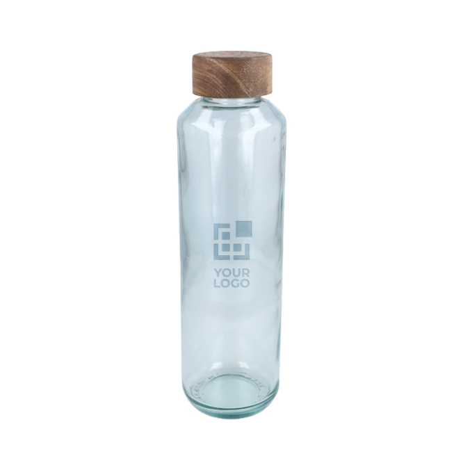 Glasflasche recycelt mit Holzverschluss, 650 ml