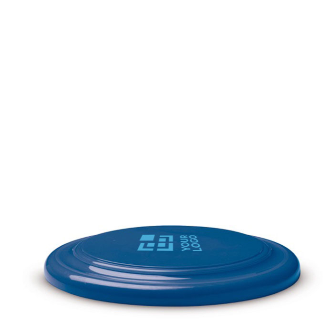 Klassisches Frisbee aus Kunststoff im einfarbigem Design mit Logo Ansicht mit Druckbereich
