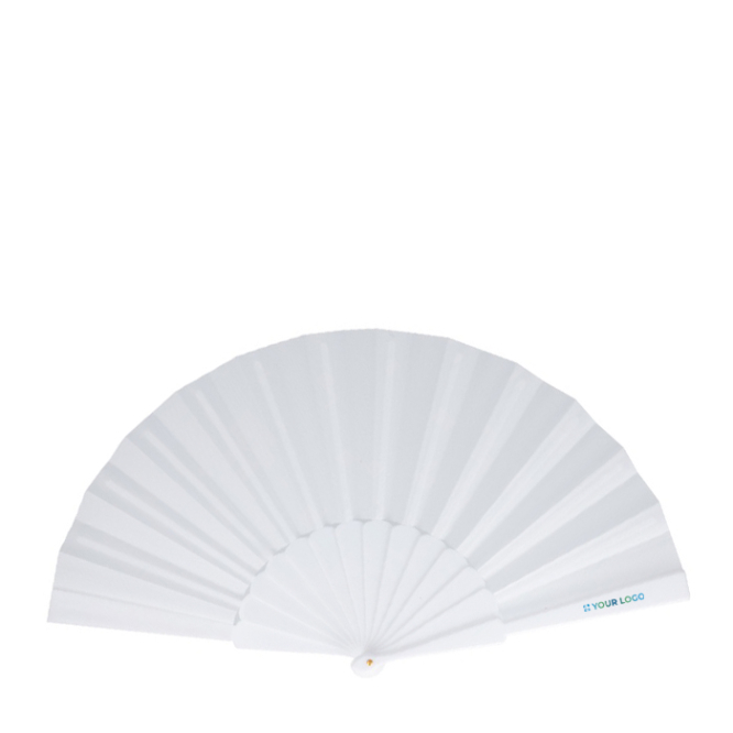 Farbiger Fächer aus Polyester mit Plastikgriff