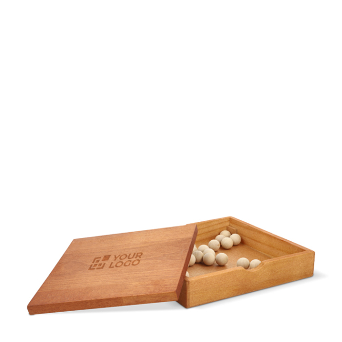 Solitärspiel im Holzbrett mit Aufbewahrung