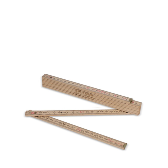 Klappbarer Zollstock aus Naturholz mit Edelstahlschicht, 2 m