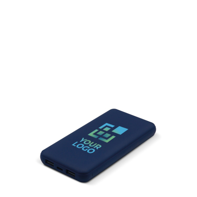Externer Gummiakku mit USB-A- und Typ-C-Anschluss, 8000 mAh Ansicht mit Druckbereich