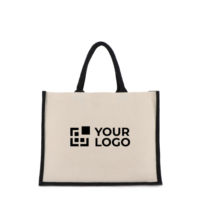 Baumwolltasche mit farbigem Jute­boden und -seiten 320 g/m²