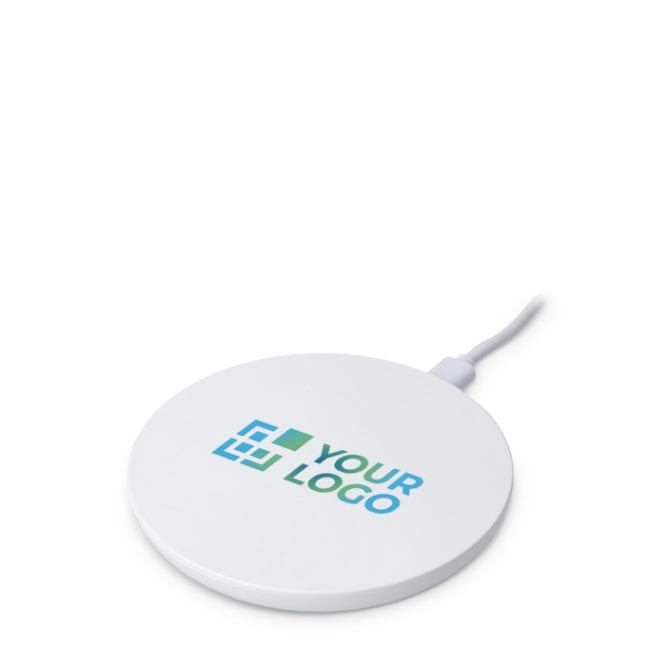 Weißes, rundes Ladegerät mit LED-Anzeige an der Basis 15 W